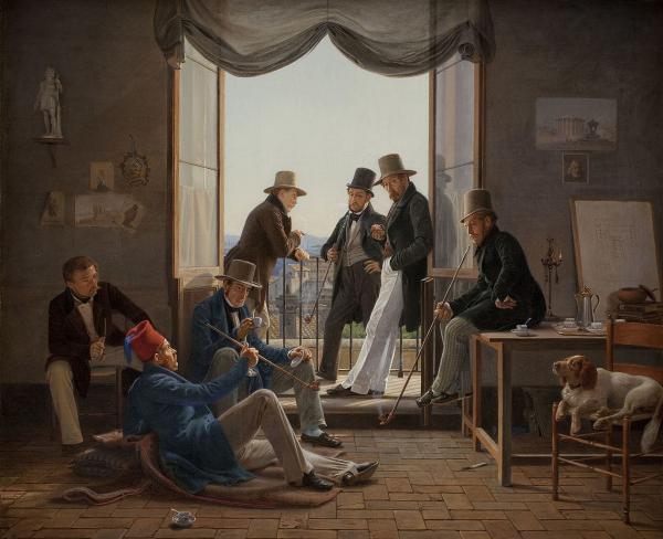 Pintura Constantin Hansen, Sociedad de artistas daneses en Roma, 1837